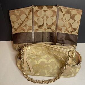 Coach Bags. Lot Of 2. One Larger Purse/Tote And One Handbag With Gold Chain